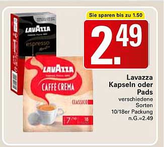 Lavazza Kapseln oder Pads - verschiedene Sorten