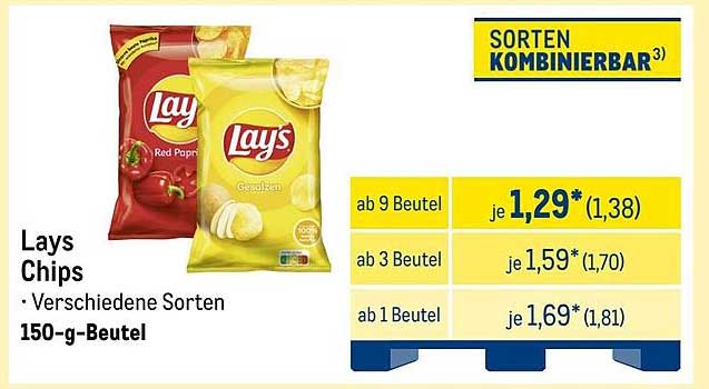 Lays Chips - Verschiedene Sorten 150-g-Beutel