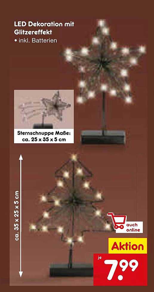 LED Dekoration mit Glitzereffekt – inkl. Batterien