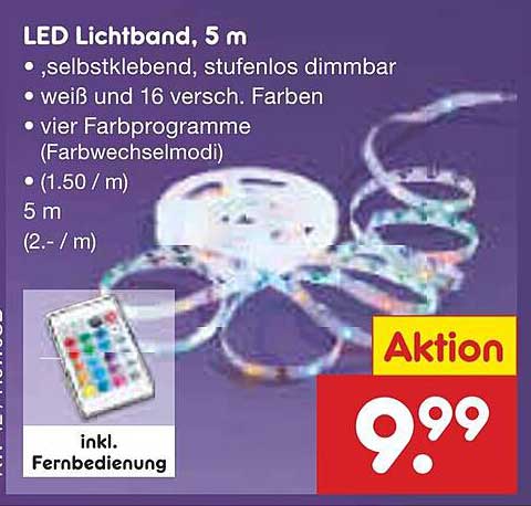 LED Lichtband, 5 m mit Fernbedienung