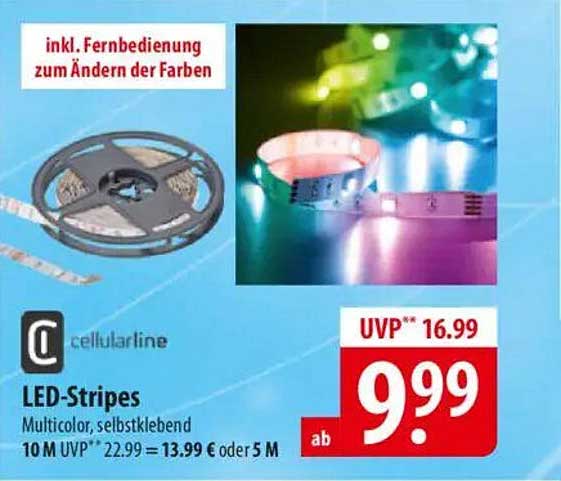 LED-Stripes Multicolor, selbstklebend inkl. Fernbedienung zum Ändern der Farben