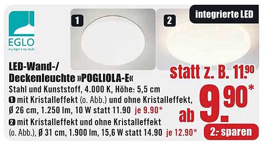 LED-Wand-/Deckenleuchte »POGLIOLA-E«