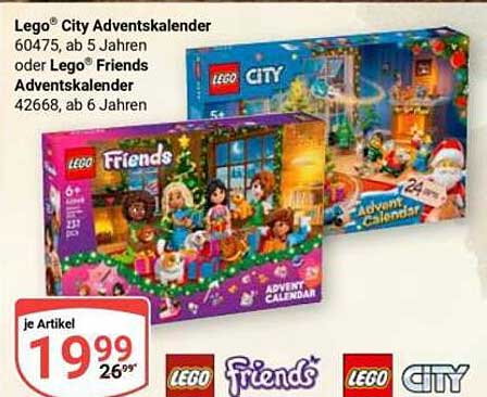 LEGO® City Adventskalender 60475 oder LEGO® Friends Adventskalender 42668