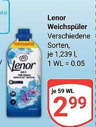 Lenor Weichspüler Verschiedene Sorten, je 1,239 l, 1 WL = 0.05