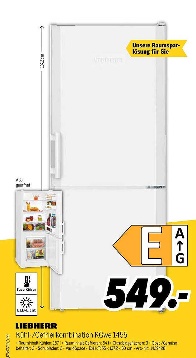 Liebherr Kühl-/Gefrierkombination KGwe 1455