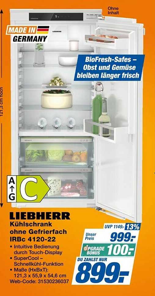LIEBHERR Kühlschrank ohne Gefrierfach IRBc 4120-22