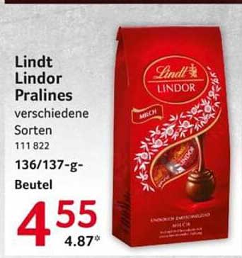 Lindt Lindor Pralines verschiedene Sorten 136/137-g-Beutel