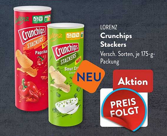 Lorenz Crunchips Stackers – Verschiedene Sorten, je 175-g-Packung