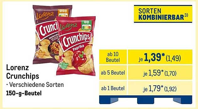 Lorenz Crunchips – Verschiedene Sorten 150-g-Beutel