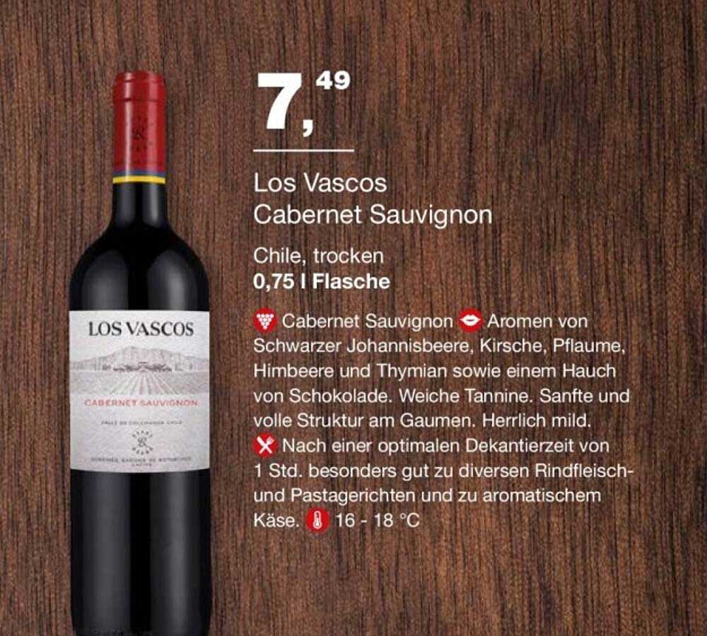 Los Vascos Cabernet Sauvignon, Chile, trocken 0,75 l Flasche