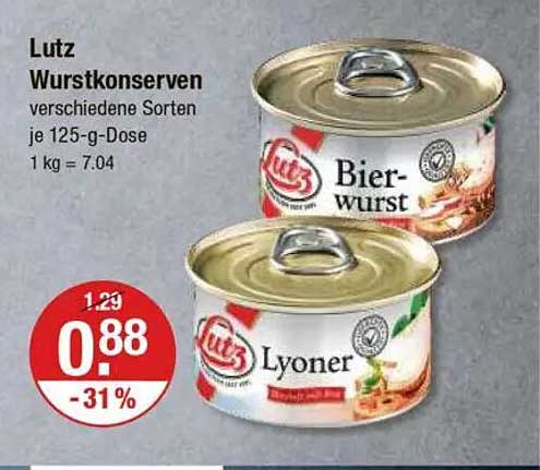 Lutz Wurstkonserven - verschiedene Sorten je 125-g-Dose