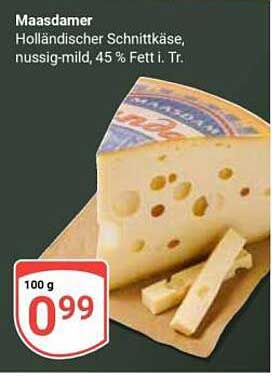 Maasdamer - Holländischer Schnittkäse, nussig-mild, 45 % Fett i. Tr.