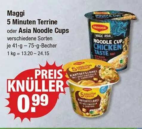 Maggi 5 Minuten Terrine oder Asia Noodle Cups