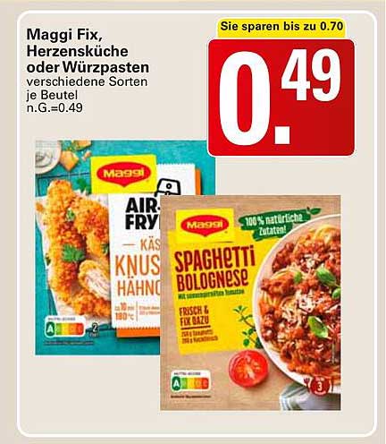 Maggi Fix, Herzensküche oder Würzpaste – verschiedene Sorten je Beutel