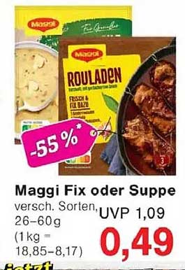 Maggi Fix oder Suppe - verschiedene Sorten