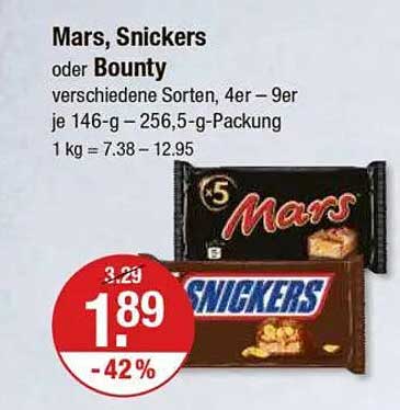 Mars, Snickers oder Bounty - Aktionsangebot