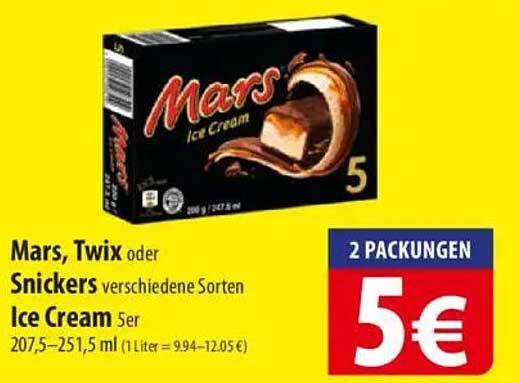 Mars, Twix oder Snickers Ice Cream 5er Packungen