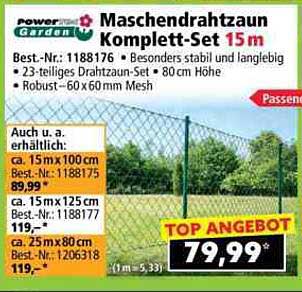 Maschendrahtzaun Komplett-Set 15 m