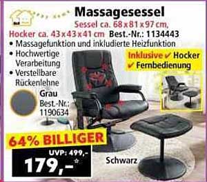 Massagesessel mit Hocker und Fernbedienung - Inklusive Heizfunktion