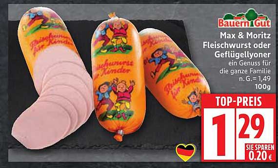Max & Moritz Fleischwurst oder Geflügelyoner