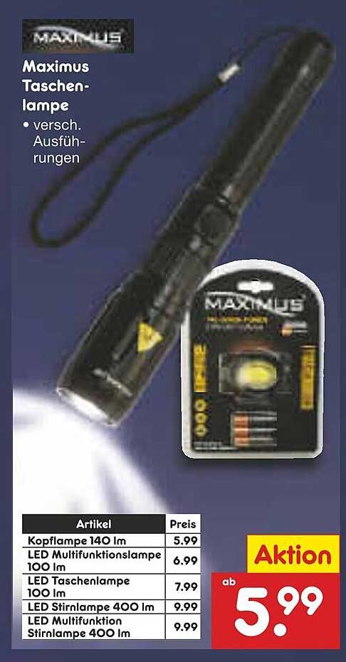 Maximus Taschenlampe - verschiedene Ausführungen