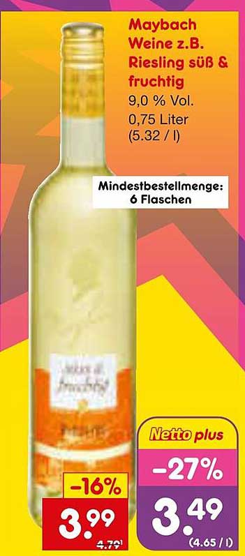 Maybach Weine z.B. Riesling süß & fruchtig