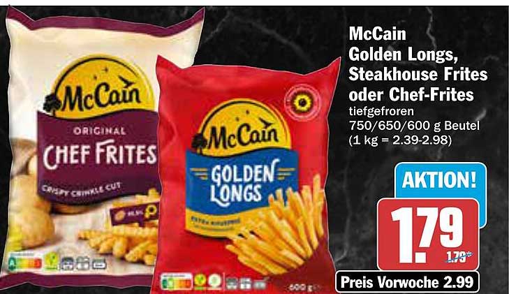 McCain Golden Longs, Steakhouse Frites oder Chef-Frites - Tiefgekühlt
