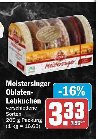 Meistersinger Oblaten-Lebkuchen verschiedene Sorten 200 g Packung