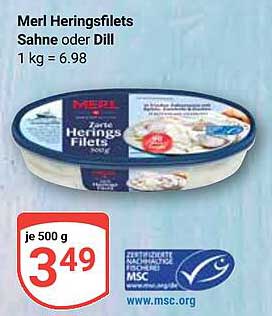 Merl Heringsfilets Sahne oder Dill 500 g