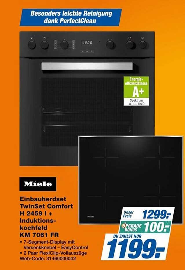 Miele Einbauherdset TwinSet Comfort H 2459 i + Induktionskochfeld KM 7061 FR