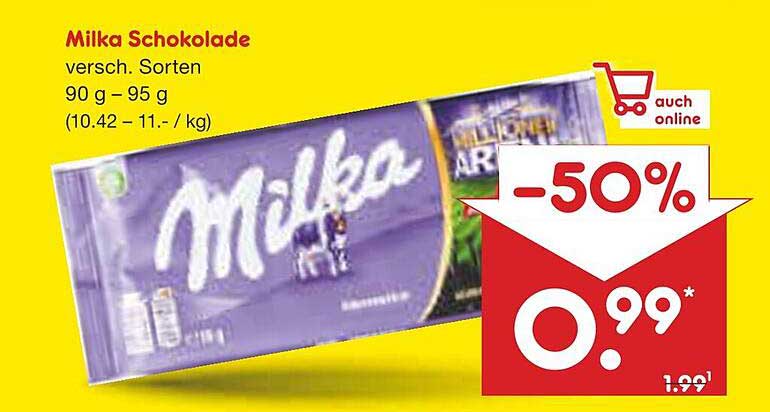 Milka Schokolade verschiedene Sorten 90 g - 95 g