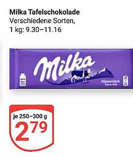 Milka Tafelschokolade - Verschiedene Sorten
