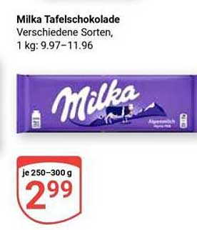 Milka Tafelschokolade - Verschiedene Sorten