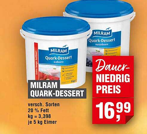 MILRAM Quark-Dessert - Vielfältiger Genuss in 5 kg Eimern