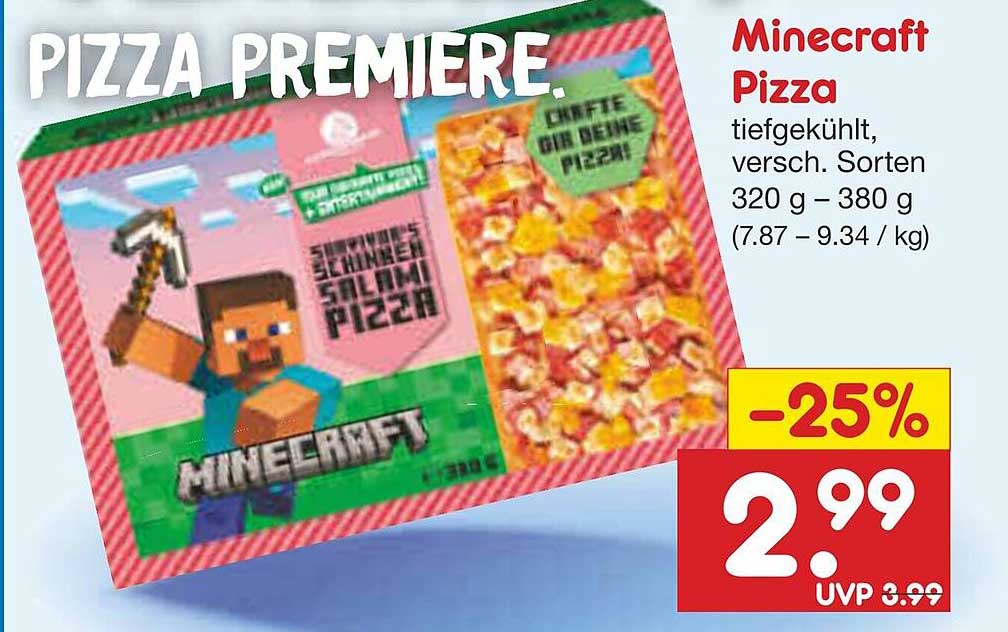 Minecraft Pizza tiefgekühlt, versch. Sorten 320 g - 380 g