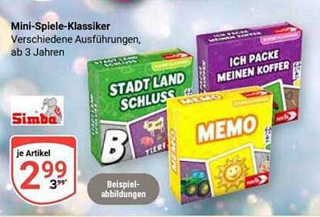 Mini-Spiele-Klassiker von Simba – Verschiedene Ausführungen, ab 3 Jahren