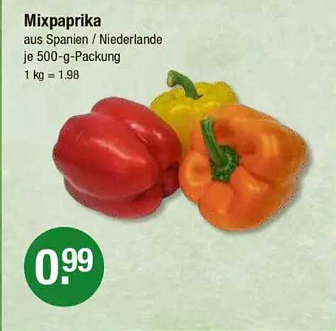 Mixpaprika aus Spanien/Niederlande je 500-g-Packung