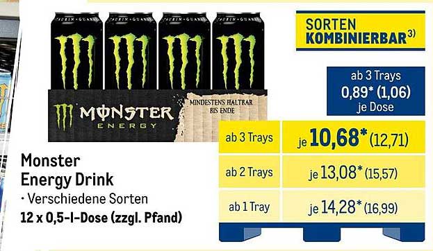 Monster Energy Drink 12 x 0,5 l Dose (zzgl. Pfand)