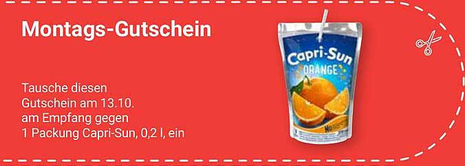 Montags-Gutschein für Capri-Sun Orange, 0,2 l
