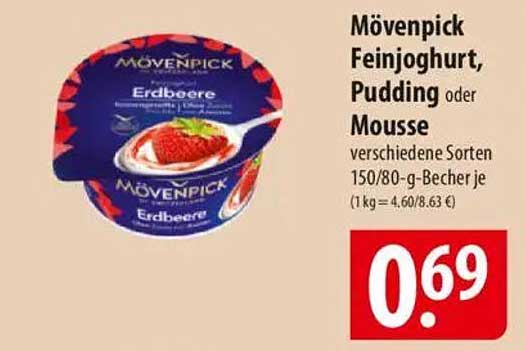 Mövenpick Feinjoghurt, Pudding oder Mousse, verschiedene Sorten, 150/80-g-Becher