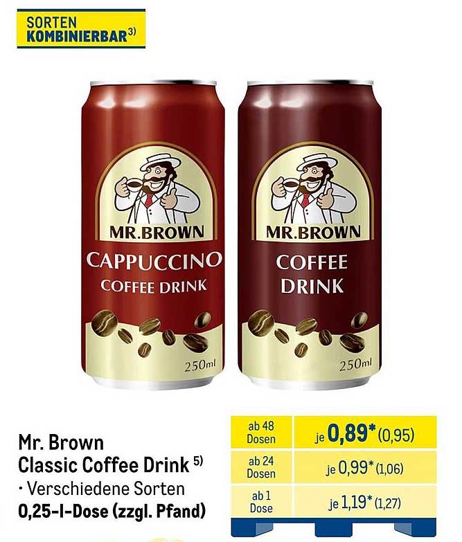 Mr. Brown Classic Coffee Drink – Verschiedene Sorten 0,25-l-Dose (zzgl. Pfand)