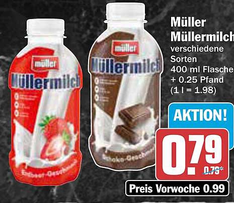 Müller Müllermilch verschiedene Sorten 400 ml Flasche