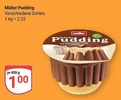 Müller Pudding verschiedene Sorten, 450 g für 1,00 €