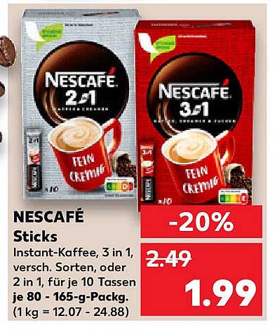 NESCAFÉ Sticks, Instant-Kaffee, 3 in 1, versch. Sorten
