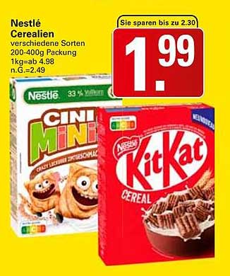 Nestlé Cerealien - verschiedene Sorten 200-400g Packung