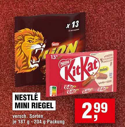 NESTLÉ MINI RIEGEL - Verschiedene Sorten je 187 g - 234 g Packung