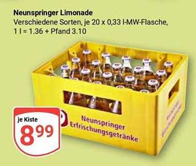 Neunspringer Limonade je 20 x 0,33 l-MW-Flasche