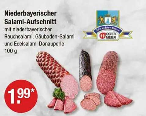 Niederbayerischer Salami-Aufschnitt mit niederbayerischer Rauchsalami, Gäuboden-Salami und Edelsalami Donauperle 100 g