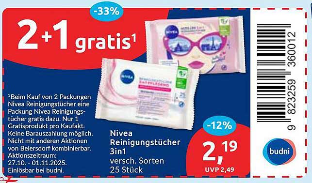Nivea Reinigungstücher 3in1 - 25 Stück