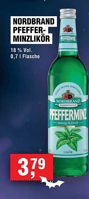 NORDBRAND PFEFFERMINZLIKÖR 0,7 L Flasche - 18 % Vol